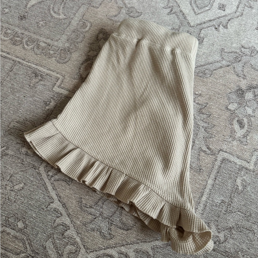Princess Polly Cream Trumpet Mini Skirt with Ruffled Hem